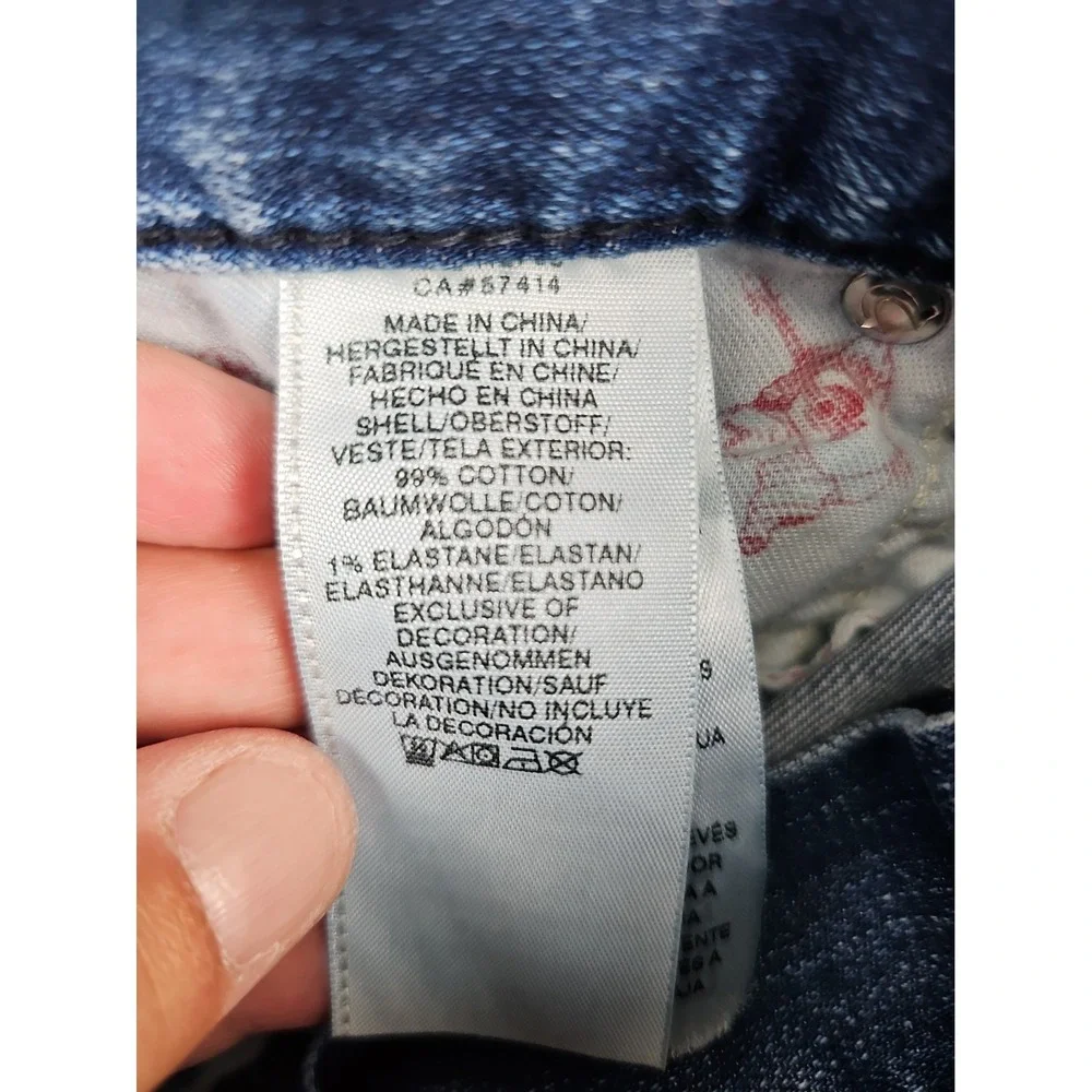 True Religion Ricky Relaxed Straight Jeans Blue Denim Cotton Men's Size 36x30